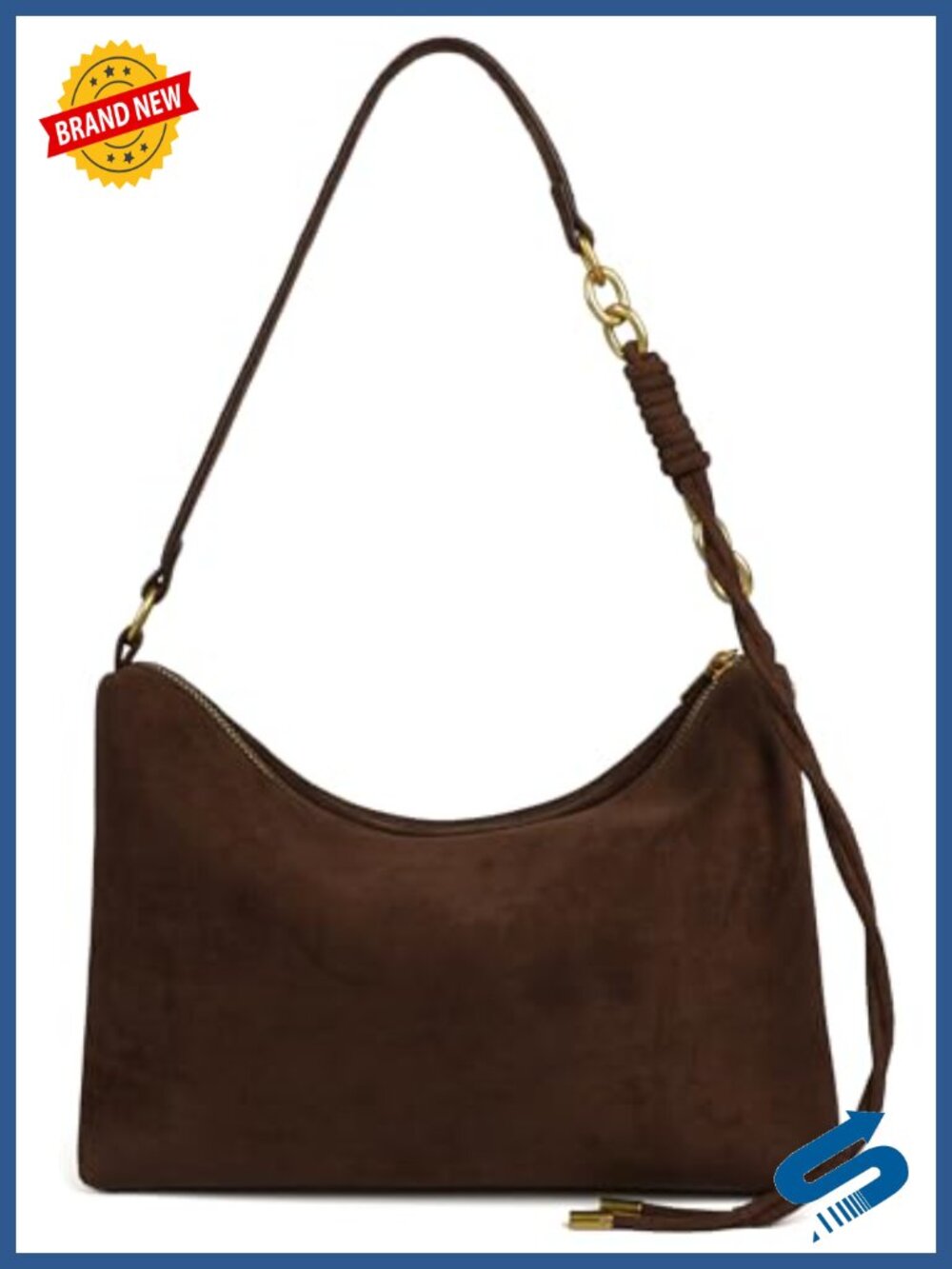 Faux Suede Hobo Bag Slouchy Crossbody Purse Detachable Strap